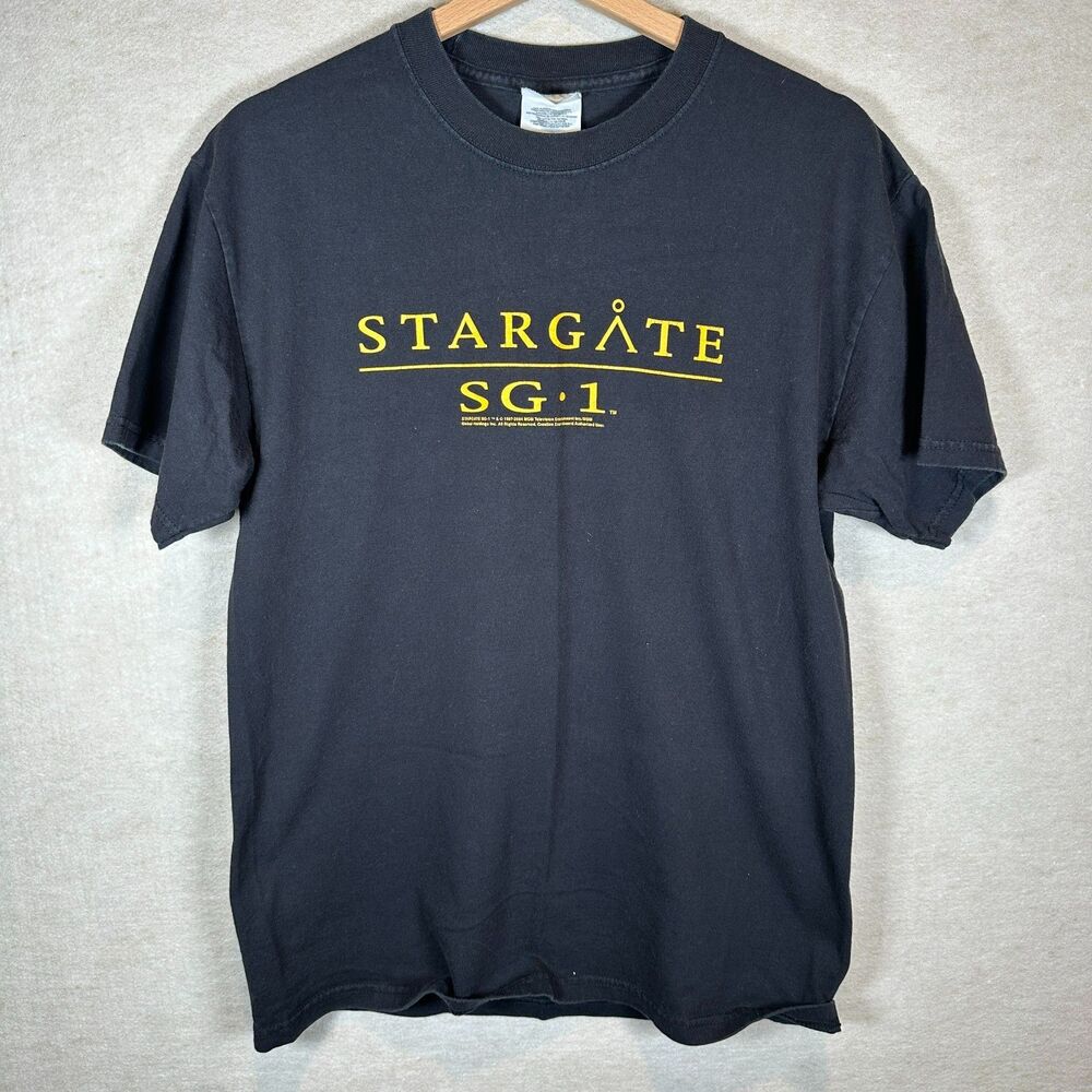 Stargate SG-1 Adult Medium Shirt Black Graphic Sci Fi TV Y2K
